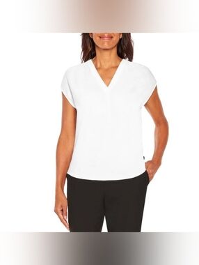 Banana Republic White V-Neck Cap Sleeve Blouse